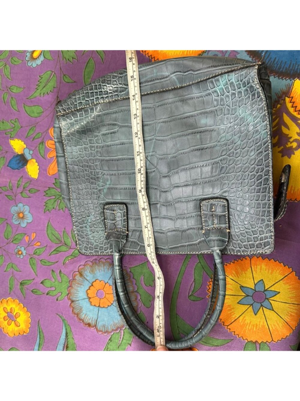 Tommy Hilfiger Vintage Y2K faux leather blue snake skin hand bag purse - Picture 3 of 11